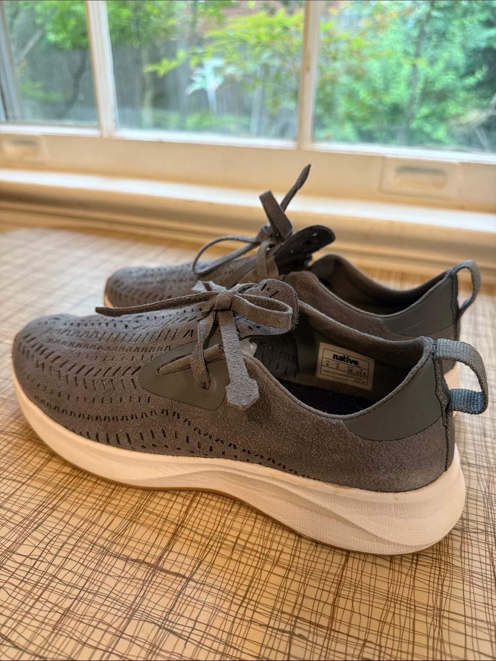 Native Gray Perforated Suede slip on Sneakers - Picture 2 of 7